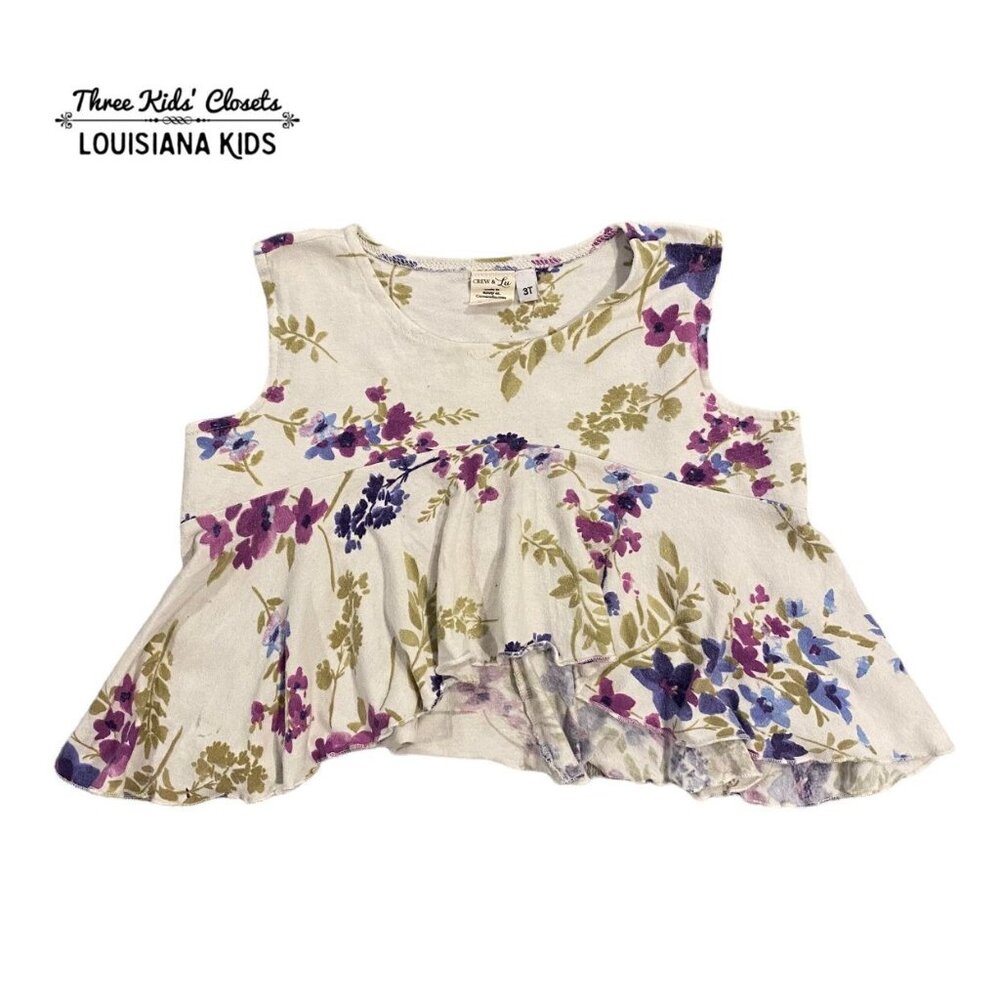 Crew & Lu 3T Floral Peplum Crop Top